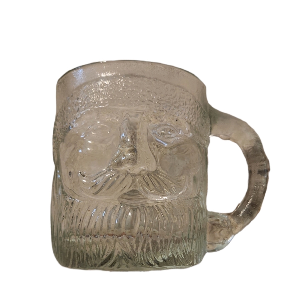 Vtg Luminarc 3D Santa Face Clear Mug